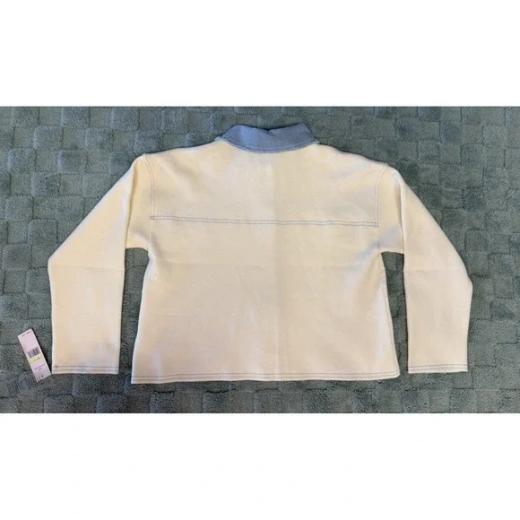 NWT Nanette Lepore Denim Dual Cardigan Jacket Ecru White Blue Womens Size Medium - Picture 6 of 12